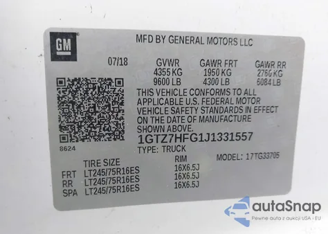 2018 GMC Savana 3500 Work Van from USA, damaged, VIN 1GTZ7HFG1J1331557